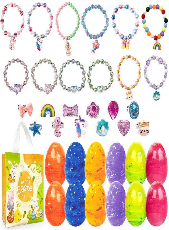 Aviski 12Pcs Easter Surprise Eggs with Cute Bracelet & Ring Inside for Easter Theme Party Favors, Supplies for Easter Egg Hunt, Basket Stuffers/Fillers, Classroom Prize Supplies Toddler Boys Girls - Image 1